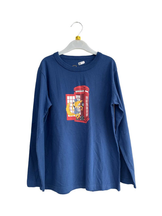 Preloved Mini Boden - Blue Phone Box Graphic Long-sleeved T Shirt (7-8y)