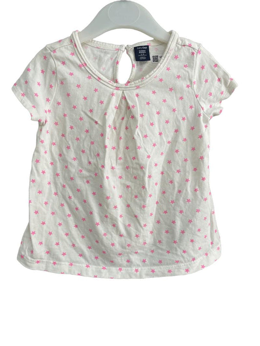 Preloved Baby Gap - White With Pink Stars Short-sleeved T Shirt (12-18m) - Top