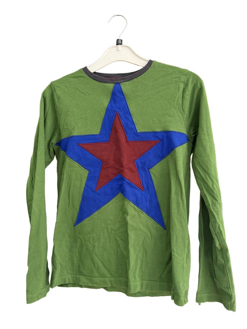 Preloved Mini Boden - Green Blue Maroon Star Appliqué Long-sleeved T Shirt (11-12y)