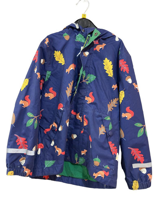 Preloved Mini Boden - Blue Acorn Squirrel Print Waterproof Rain Jacket Anorak (7-8y)