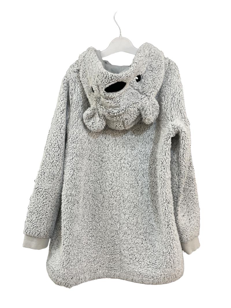 Preloved Fatface - White Fleece Borg Bear Hoodie (11-12y)
