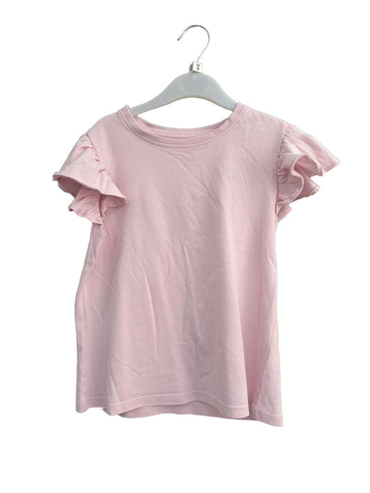 Preloved John Lewis - Light Pink Frill Sleeve T-shirt (8-9y)