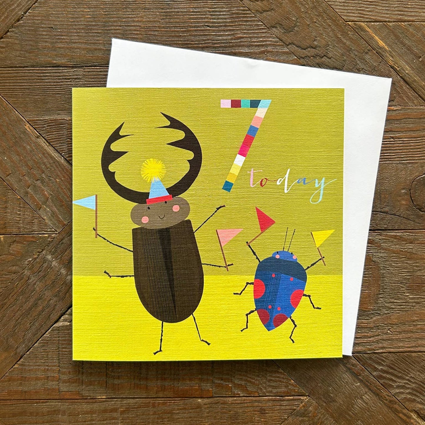 NK07 Beetles 7th Birthday Card