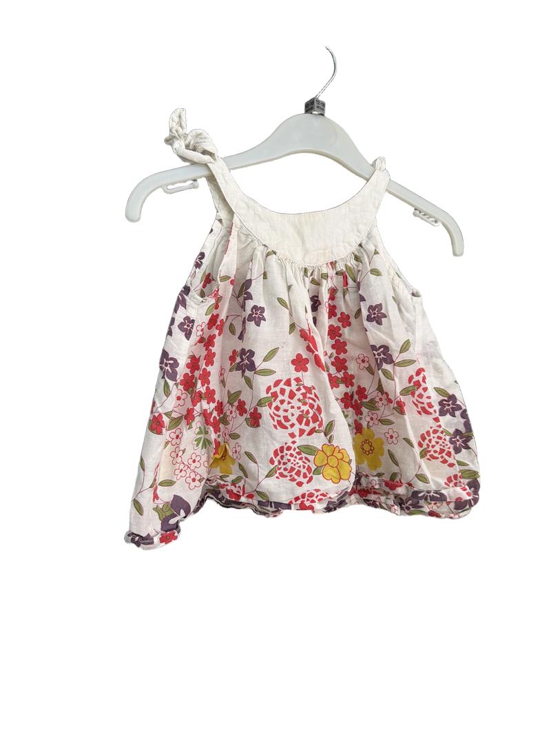 Preloved Zara - Cream Floral Print Lightweight Sleeveless Top (12-18m)