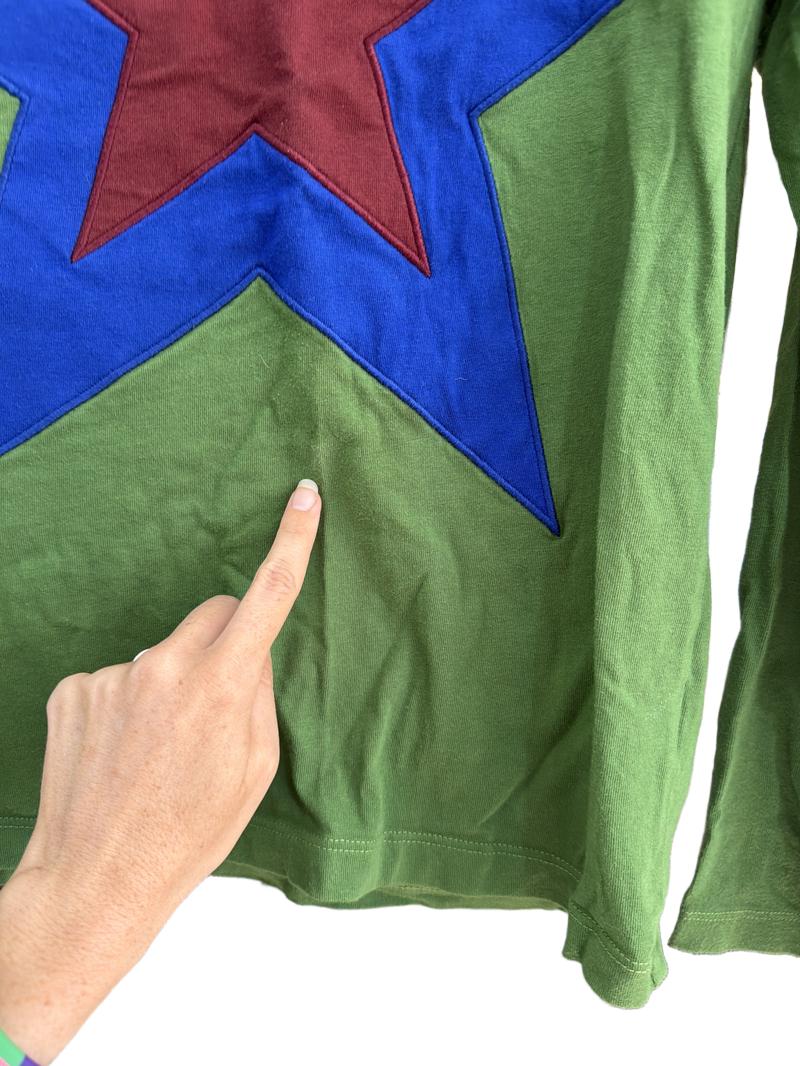 Preloved Mini Boden - Green Blue Maroon Star Appliqué Long-sleeved T Shirt (11-12y)