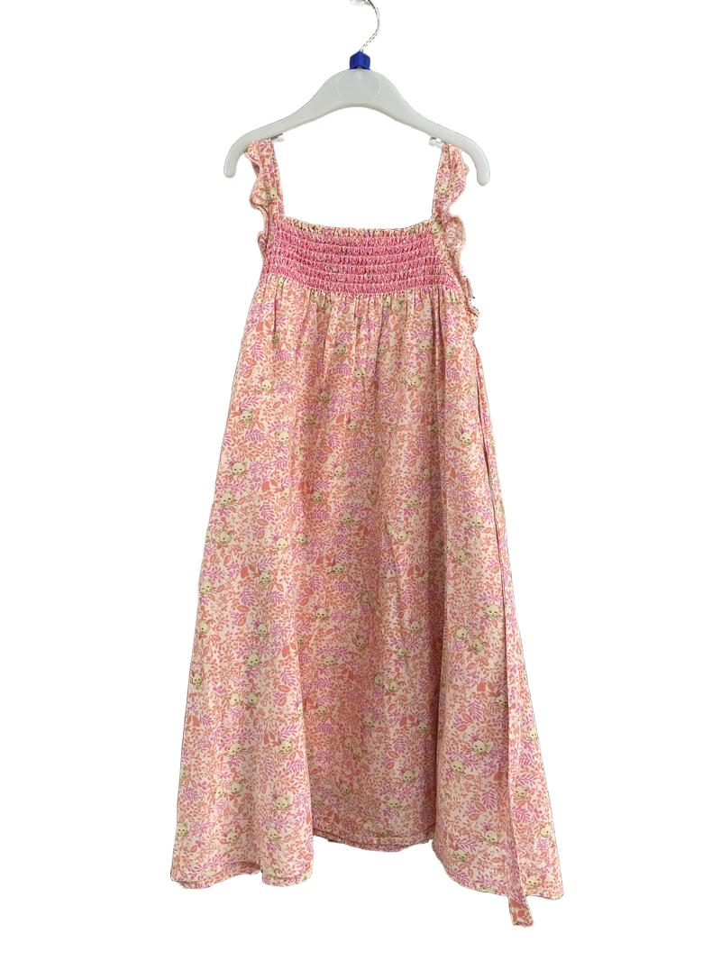 Preloved Ilovegorgeous - Pink Smocked Cat Print Sleeveless Dress (6-7y)