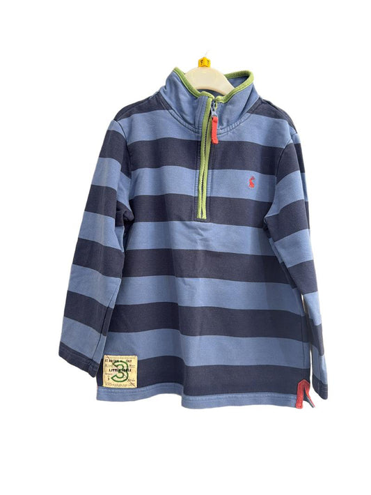 Preloved Joules - Blue Striped Zip Sweatshirt (7-8y)