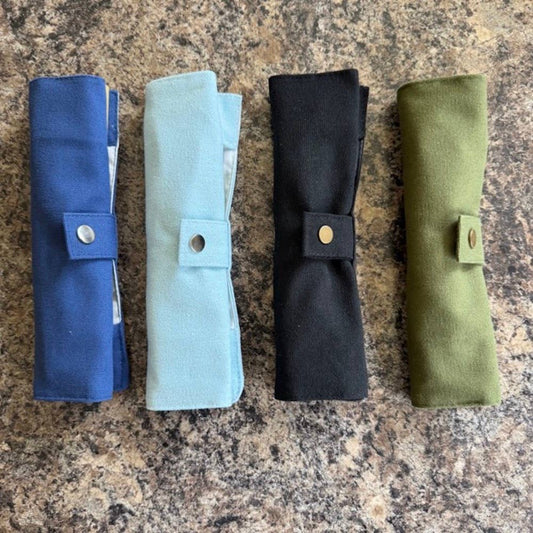 Bamboo Cutlery Set, Straw & Chopsticks in Cotton Storage