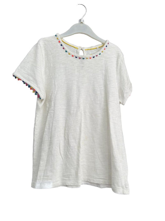 Preloved Boden - White T Shirt With Embroidered Baubles (9-10y)