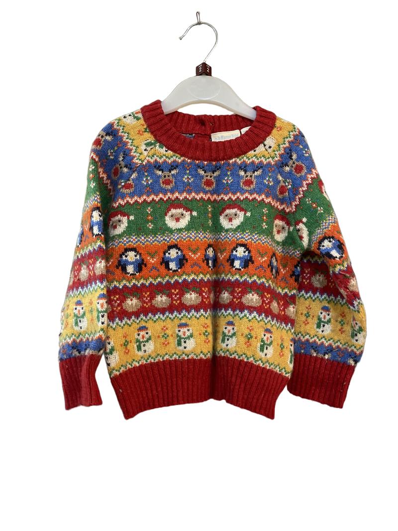 Preloved Jojo Maman Bebe - Christmas Striped Knit Jumper (2-3y)
