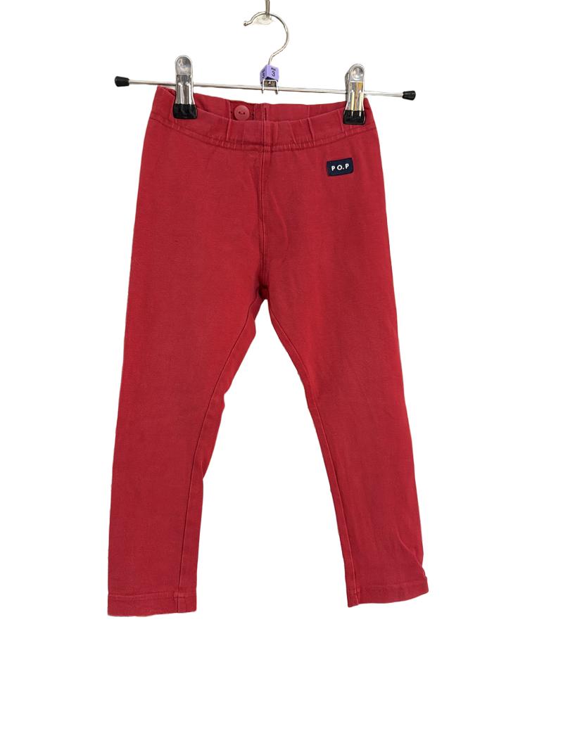 Preloved Polarn O. Pyret - Red Leggings With Adjustable Waist. (3-4y)