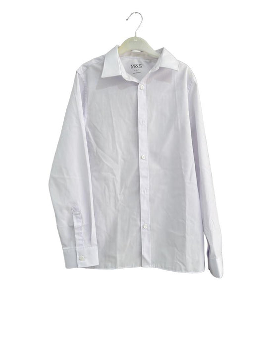 Preloved Marks & Spencer - White Button Down Long-sleeved School Uniform Shirt (11-12y)