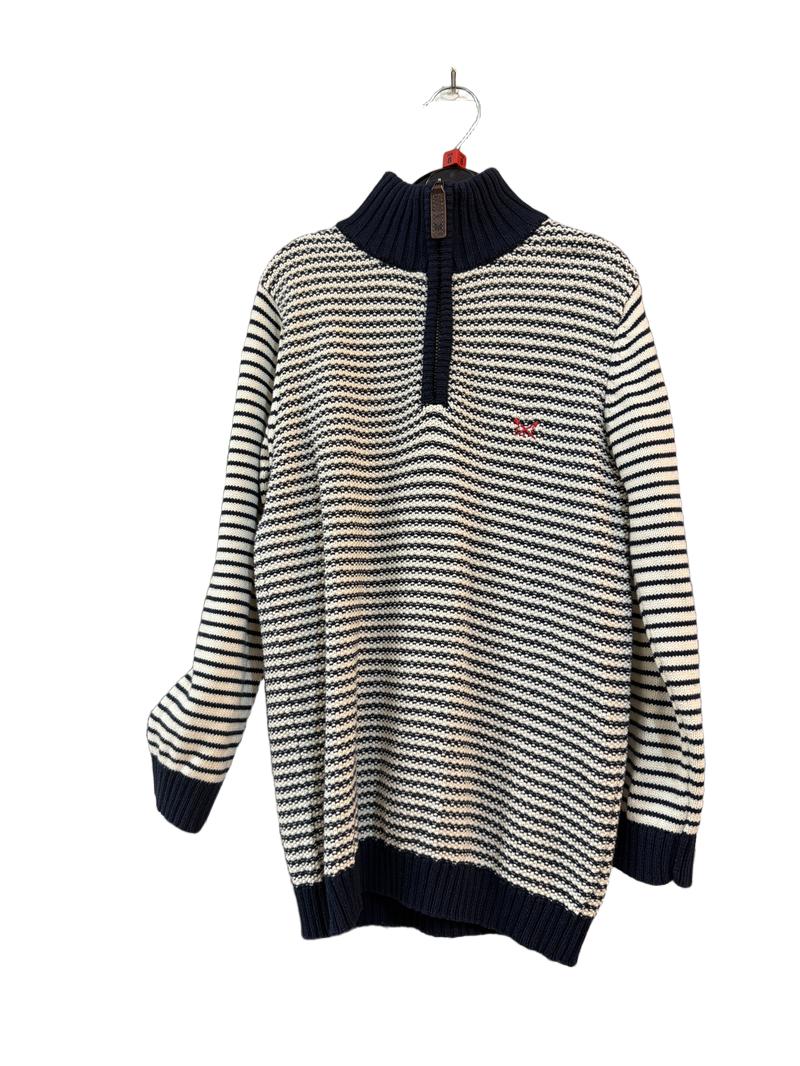 Preloved CCC Kids - Crew Clothing Company - Navy White Stripe Knit Half-zip Jumper (8-9y)