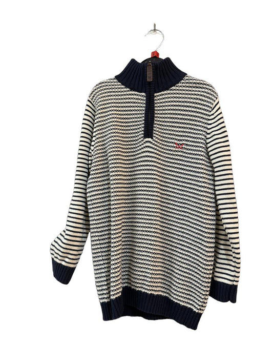 Preloved CCC Kids - Crew Clothing Company - Navy White Stripe Knit Half-zip Jumper (8-9y)