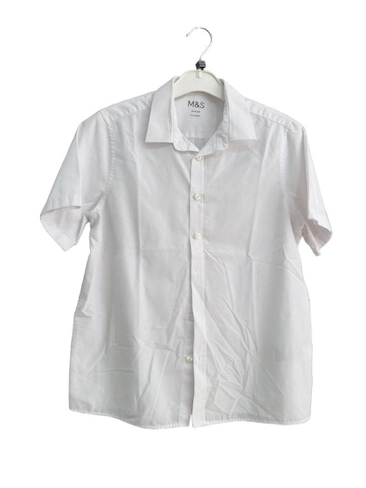 Preloved Marks & Spencer - White School Uniform Short-sleeved Shirt 2 (12-13y)