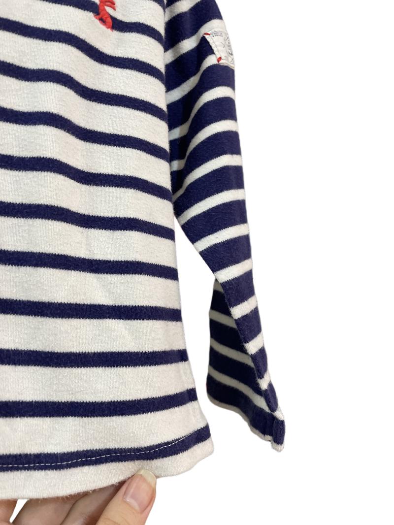Preloved Joules - Navy White Striped Long-sleeved Shirt (2-3y)