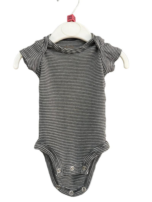 Preloved Carter's - Gray Striped Short-sleeved Bodysuit (Newborn)