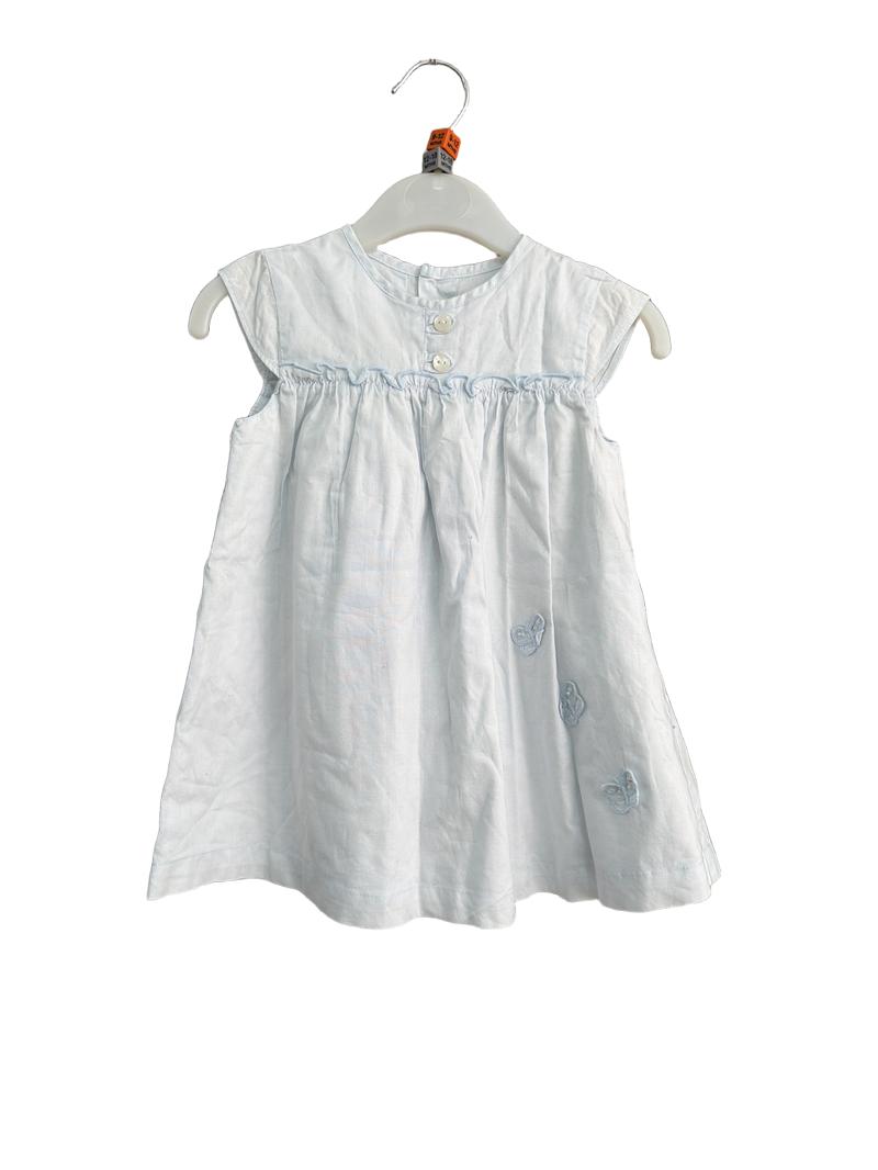 Preloved Bout'chou - Blue Butterfly Applique Short-sleeved Sundress (9-12m, 12-18m)