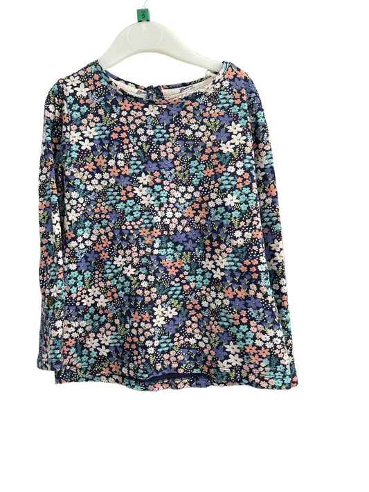 Preloved Mantaray - Navy Floral Multicolour Print Long-sleeved Shirt (5-6y)