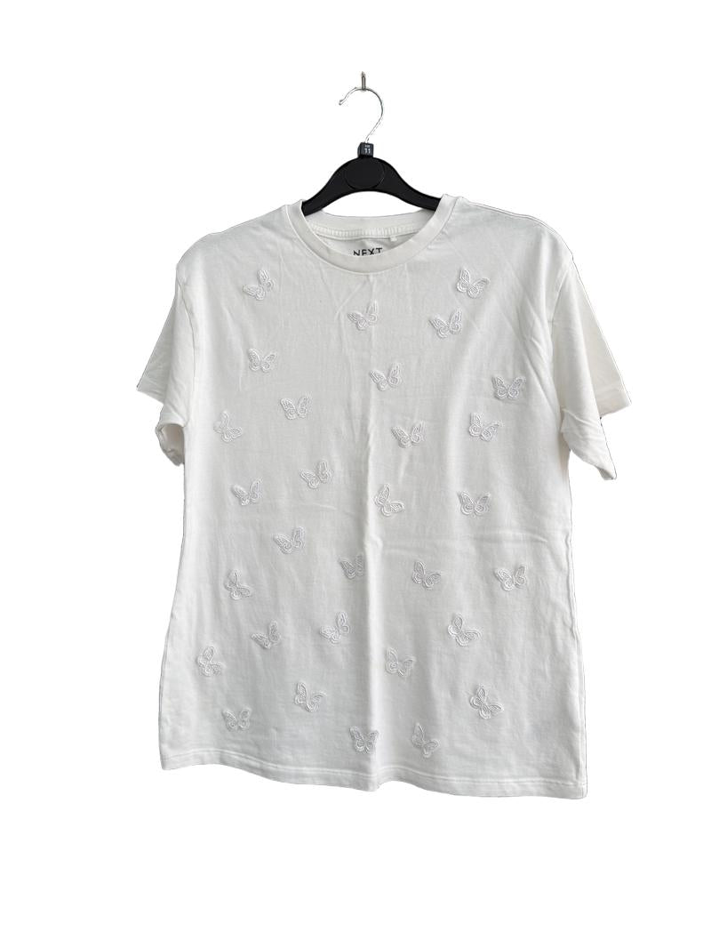 Preloved Next - White Butterfly Appliqué T Shirt (11y)