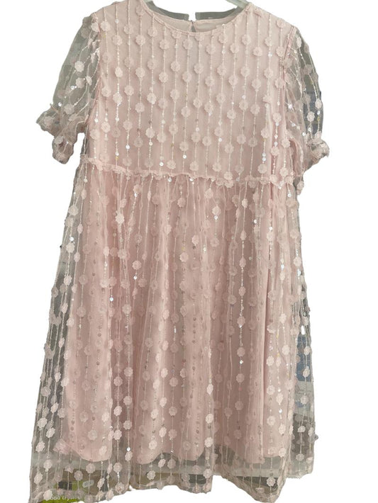 Preloved Next - Pink Tulle Flower Sequin Short-sleeved Dress (12-13y) - Dress