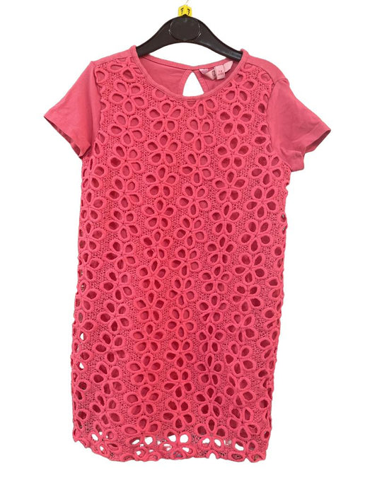 Preloved OVS - Pink Short Sleeved Top With Flower Lace (7-8y)