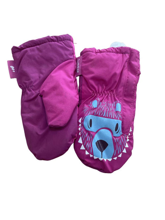 Preloved Decathlon - Pink Snow Mittens With Bear Print. (18-24m)