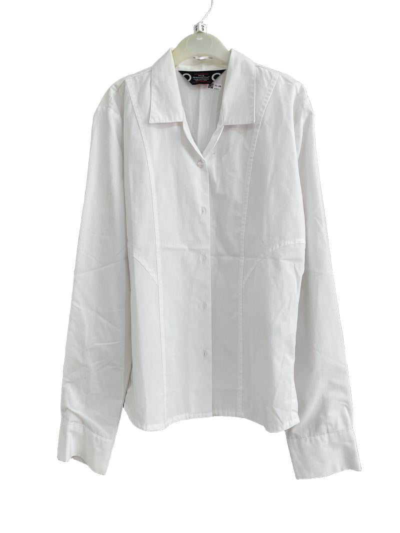 Preloved Schoolblazer - White Long-sleeved School Uniform Shirt, 30" (9-10y)