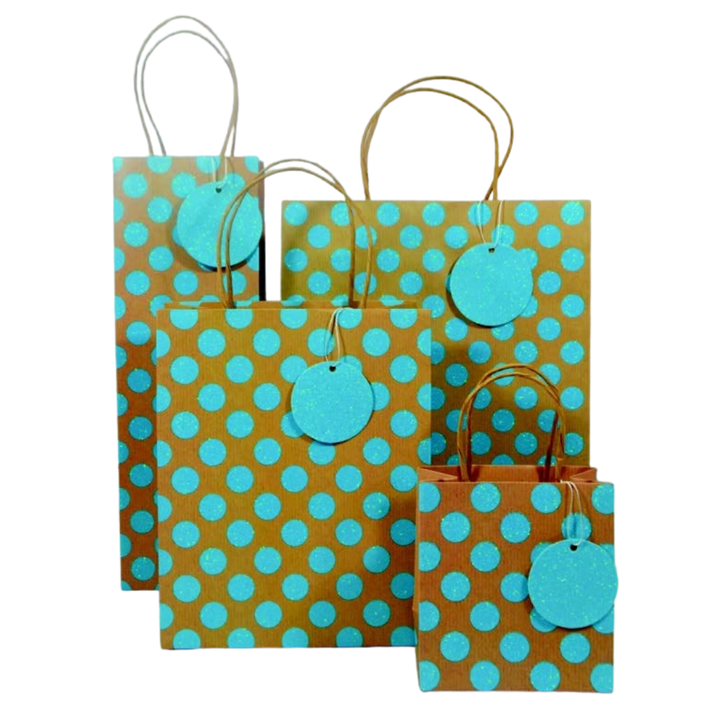 Neon Kraft Glitter Dots Gift Bags Spring Easter Mother's Day