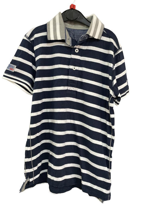 Preloved Next - Navy White Stripe Short-sleeved Polo Rugby Shirt (8-9y) - Top