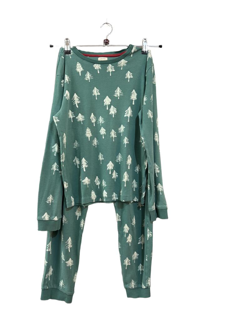 Preloved John Lewis - Green Tree Print Long-sleeved Pyjama Set (13y)