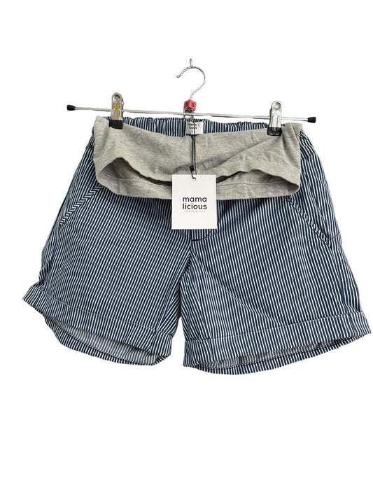 Preloved Mama Licious - Blue White Stripe Maternity Shorts, NEW With Tags (Small) - Shorts