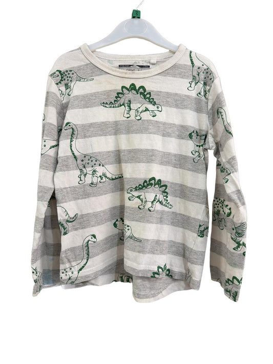 Preloved Next - Grey Stripe Dinosaur Top (5-6y)