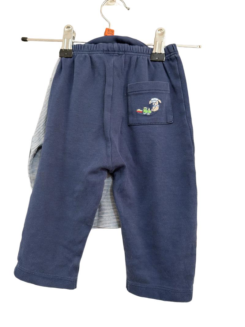 Preloved Kissy Kissy - Navy Stripe Top With Navy Joggers (9-12m)