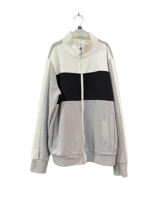 Preloved Marks & Spencer - White Gray Black Colour Block Zip Jersey Track Jacket (12-13y)