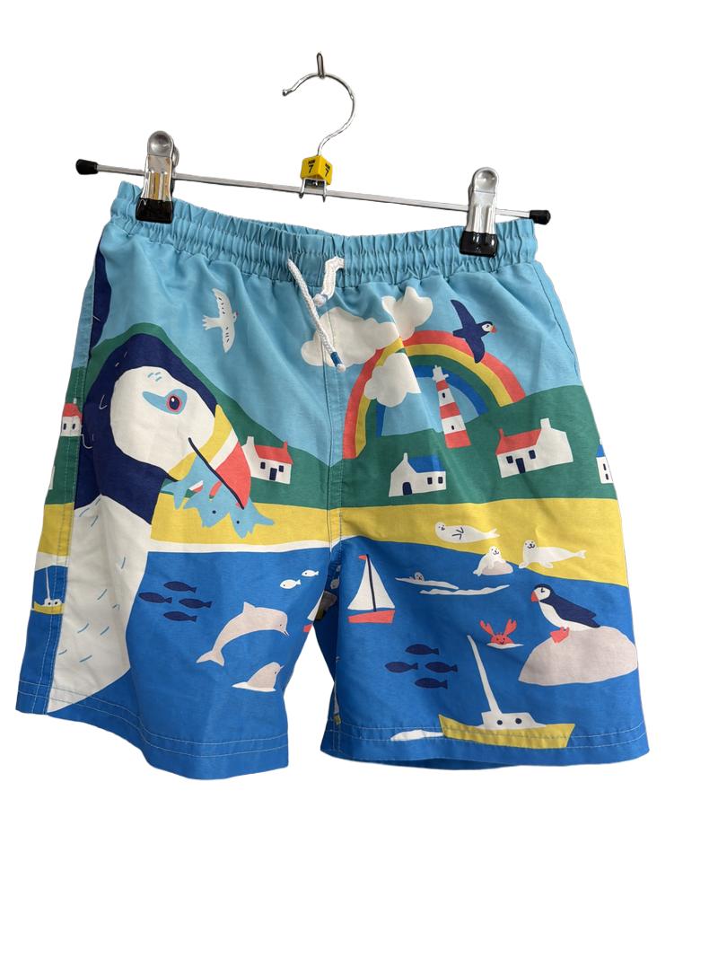 Preloved Mini Boden - Puffin Seal Beach Swim Trunks Shorts (7-8y)