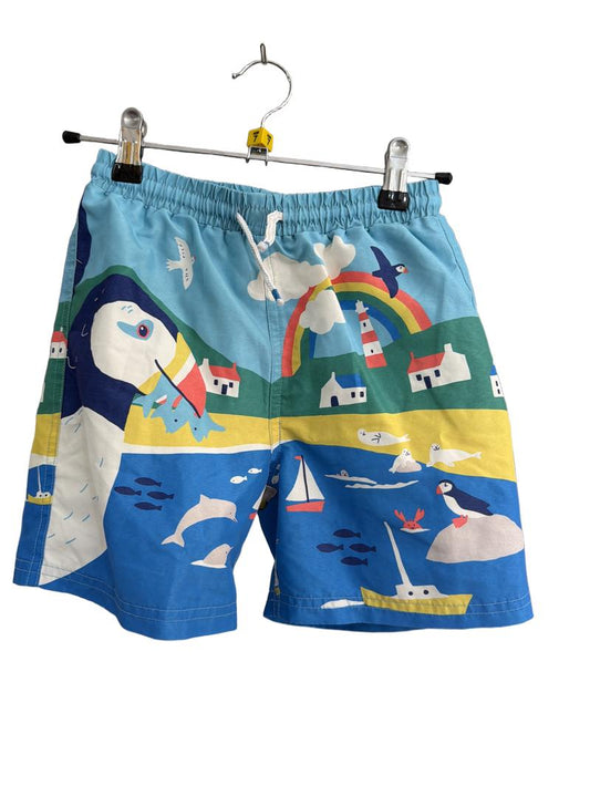 Preloved Mini Boden - Puffin Seal Beach Swim Trunks Shorts (7-8y)