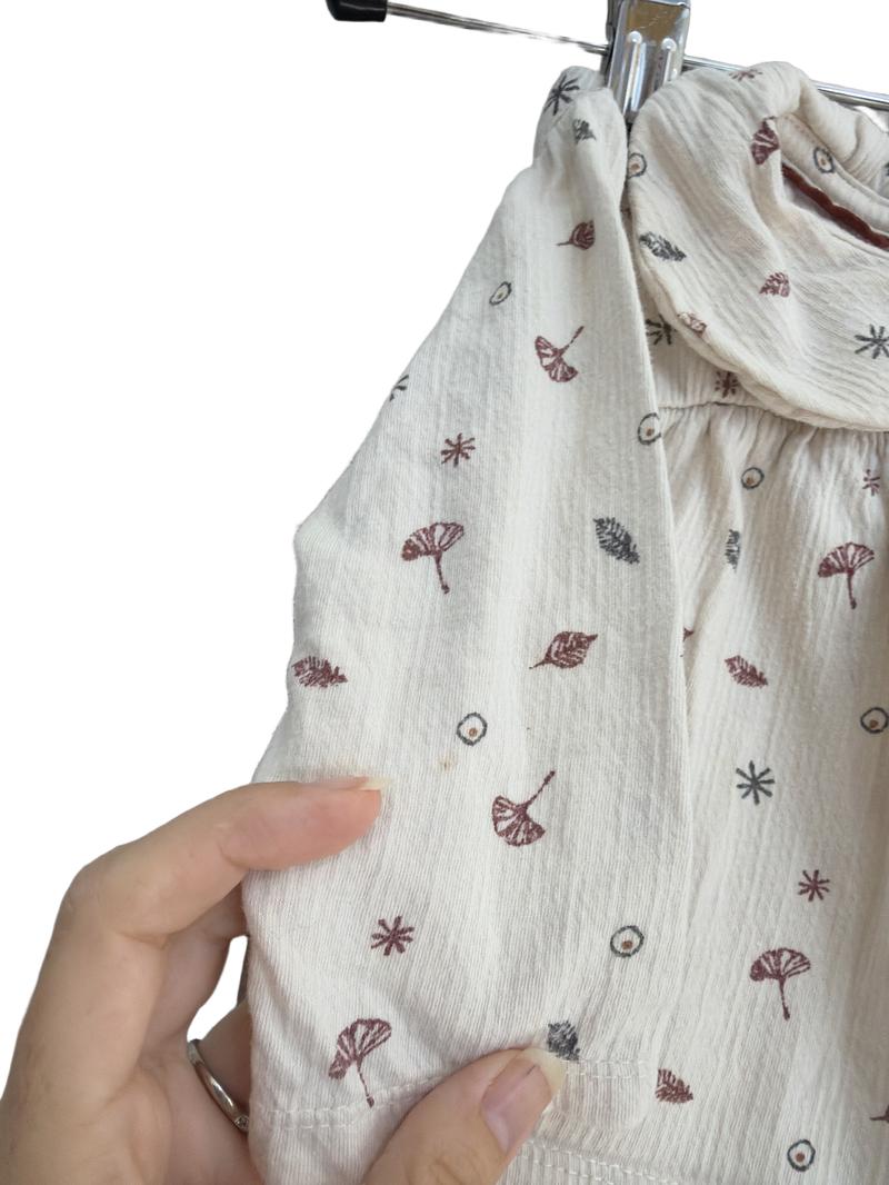Preloved Noppies - Cream Leaf Print Long-sleeved Top And Trousers (3-6m)