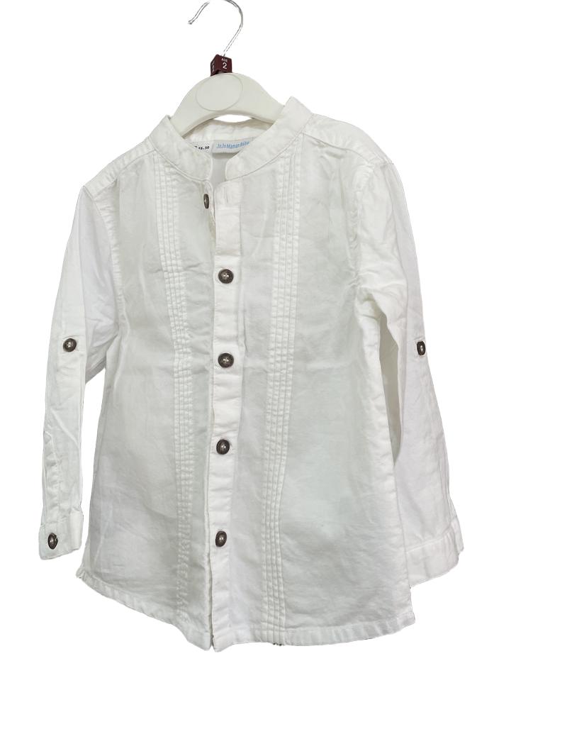 Preloved Jojo Maman Bebe - Top - White Band Collar Button Down Shirt (2-3y)