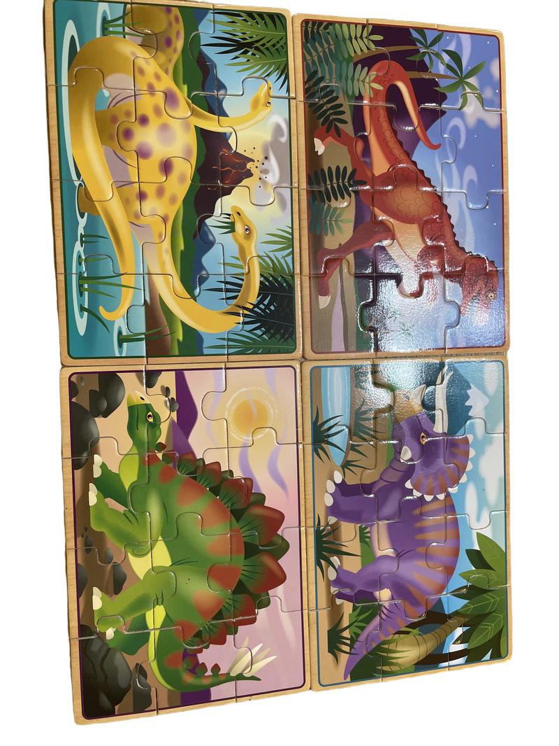 Preloved Toys - 4x Wooden Dinosaur Puzzles. - Melissa & Doug