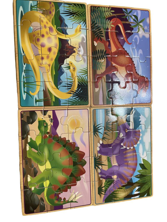 Preloved Toys - 4x Wooden Dinosaur Puzzles. - Melissa & Doug