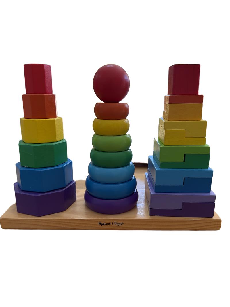 Preloved Toys - Rainbow Wooden Geometric Stacker - Melissa & Doug