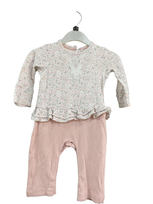 Preloved Mothercare - Pink White Green Floral Bunny Long-sleeved Outfit (3-6m)