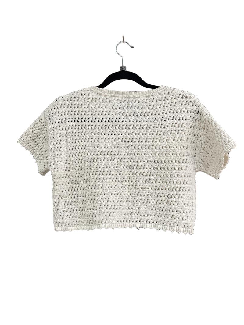 Preloved Next - White Crochet Short-sleeved Top (12-13y)