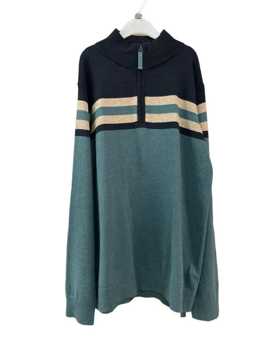 Preloved Fatface - Navy Green Beige Half-zip Jumper (12-13y)