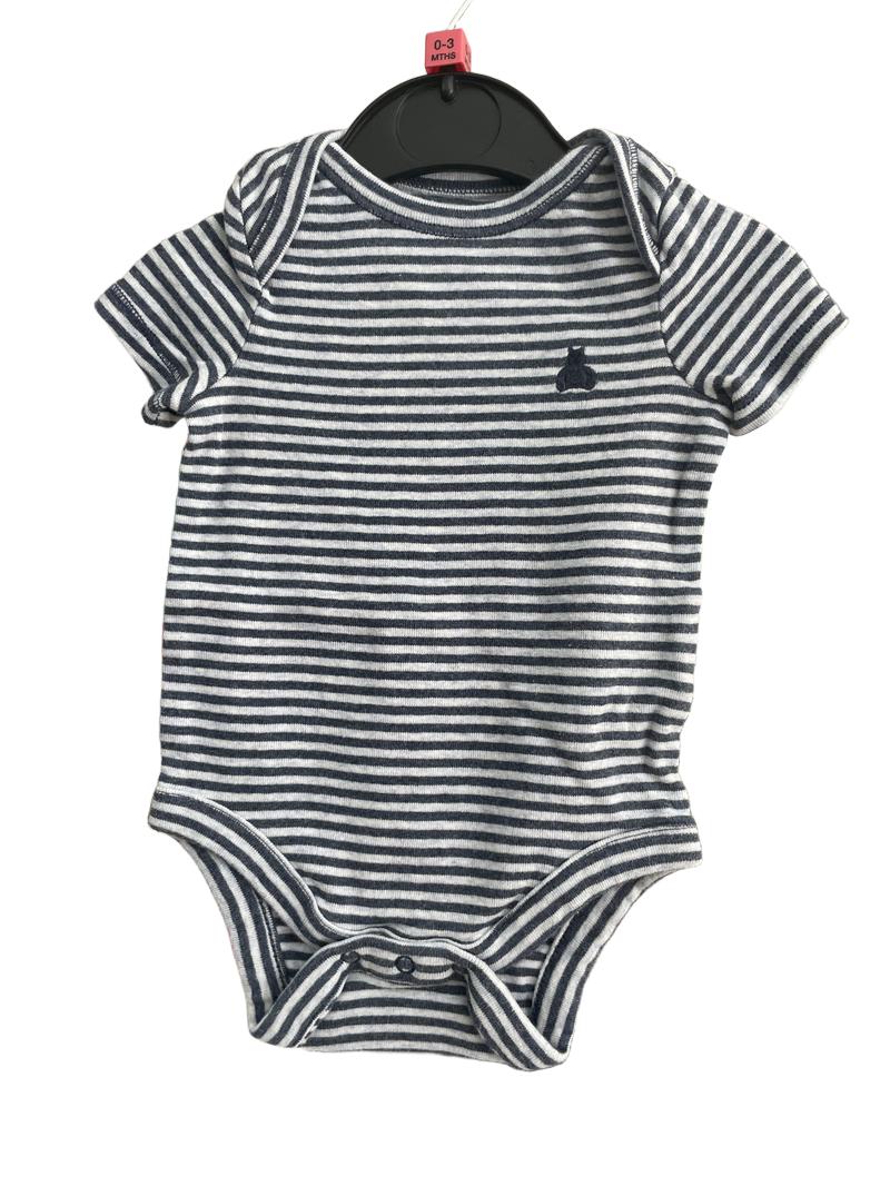 Preloved Gap - Navy Stripe Vest With Teddy Embroidery. (0-3m)