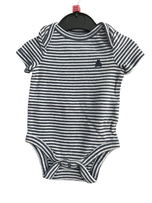 Preloved Gap - Navy Stripe Vest With Teddy Embroidery. (0-3m)