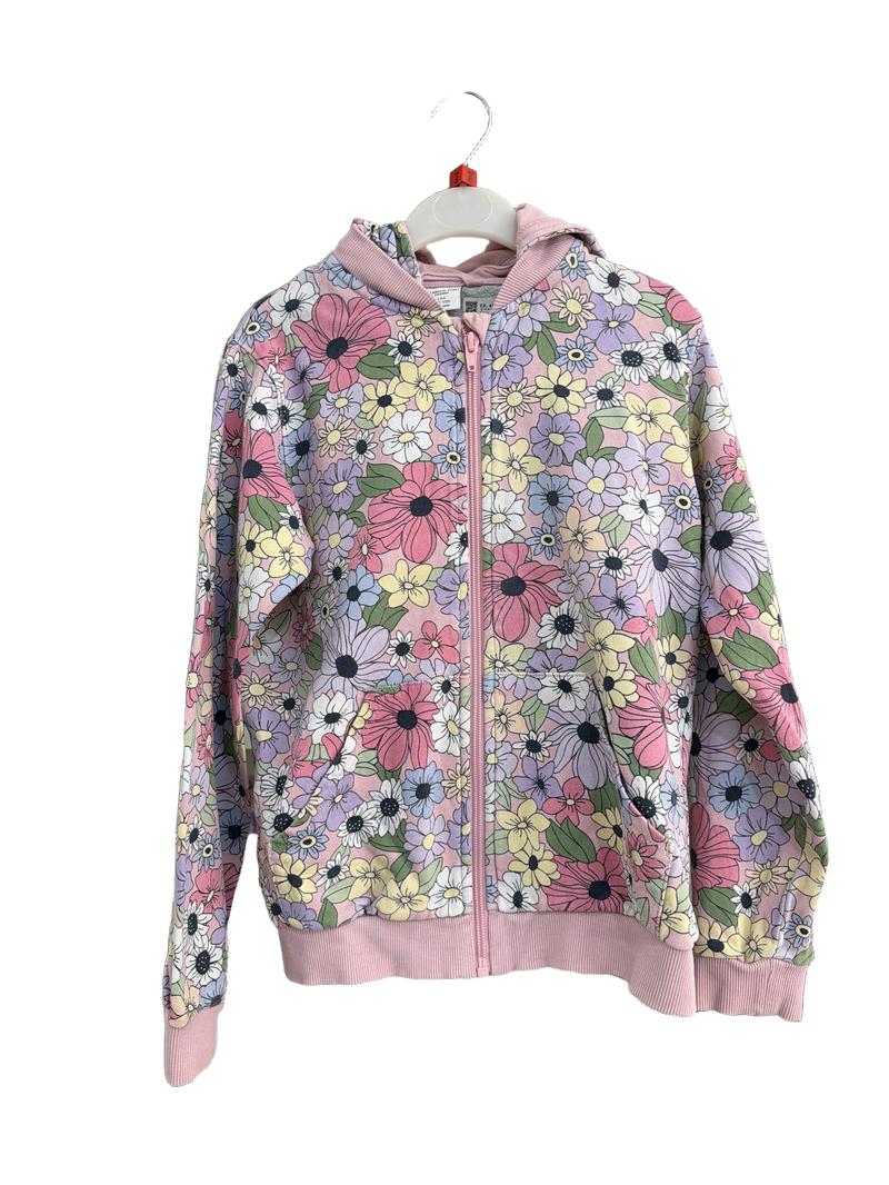 Preloved Polarn O. Pyret - Pink Floral Zip Hoodie (8-9y)