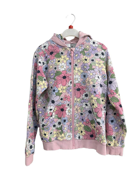 Preloved Polarn O. Pyret - Pink Floral Zip Hoodie (8-9y)