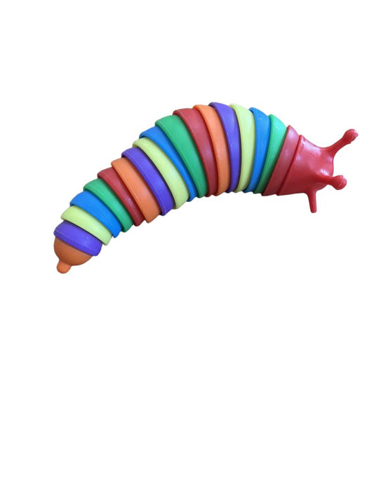 Preloved Toys - Rainbow Plastic Articulated Fidget Slug - Unknown Brand